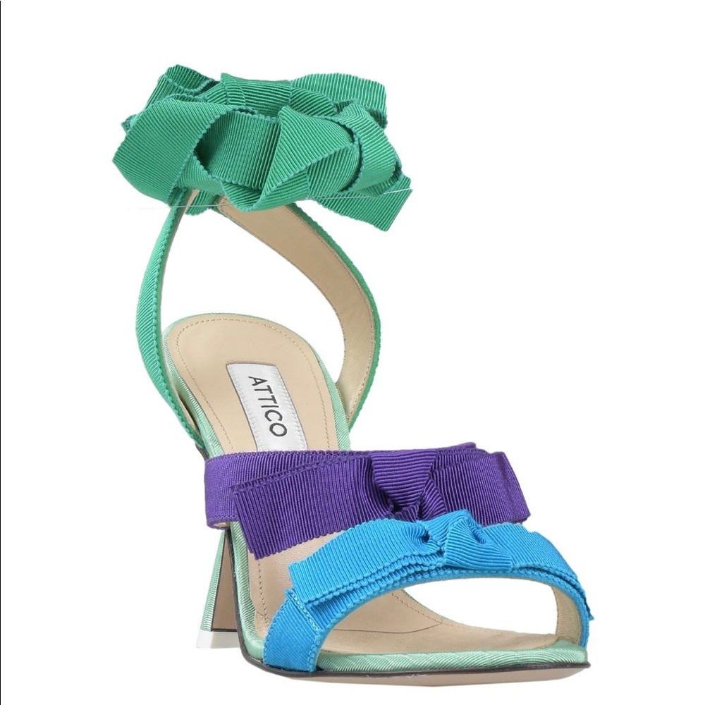 The Attico Multi-Colored Ribbon Leather Strap Design Green/Purple/Blue Sandals View 2